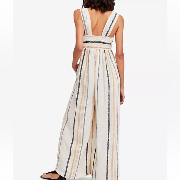 Free People Cream and Black Striped Jumpsuit - Picture 2 of 12